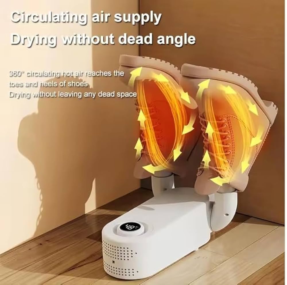 Electric shoe dryer with a timer and temperature control